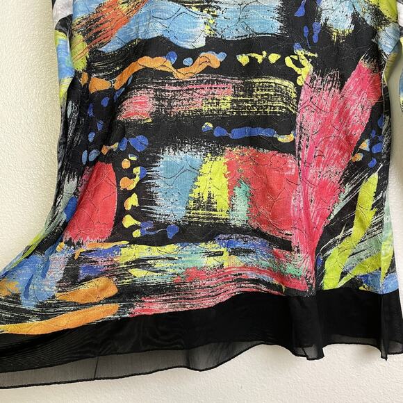 Jess and Jane Size Large Tunic Top Womens Shirt Burnout Abstract Art Multi Mesh - Picture 4 of 10
